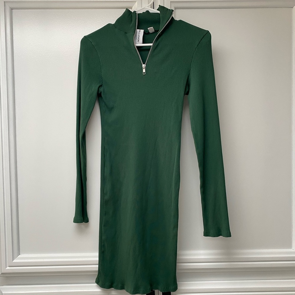 Mock Turtle Ribbed Mini Dress